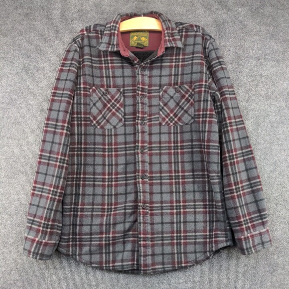 Anchorage Men's Fleece Shirt Jacket Shacket Multi Medium Plaid Pockets - Picture 2 of 11